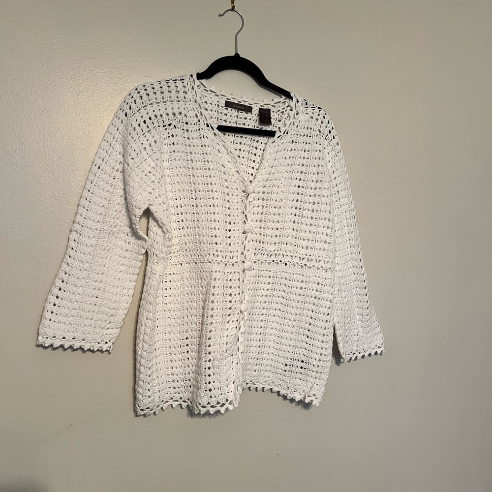 White Crochet Women's Sweater